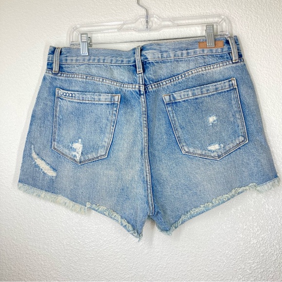 Blank NYC Denim Shorts High Waist Size 30 Light Wash Fraged Riped Cotton - Picture 9 of 14